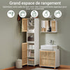 SoBuy BZR127-W Meuble Colonne Salle de Bain Rangement – Étagère Armoire Salle de Bain Haute avec Portes en Bambou, Meuble WC ou Toilette Gain de Place, Blanc-Naturel, 33x165x33cm