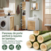 SoBuy BZR127-W Meuble Colonne Salle de Bain Rangement – Étagère Armoire Salle de Bain Haute avec Portes en Bambou, Meuble WC ou Toilette Gain de Place, Blanc-Naturel, 33x165x33cm