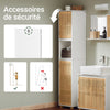 SoBuy BZR127-W Meuble Colonne Salle de Bain Rangement – Étagère Armoire Salle de Bain Haute avec Portes en Bambou, Meuble WC ou Toilette Gain de Place, Blanc-Naturel, 33x165x33cm