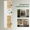SoBuy BZR127-W Meuble Colonne Salle de Bain Rangement – Étagère Armoire Salle de Bain Haute avec Portes en Bambou, Meuble WC ou Toilette Gain de Place, Blanc-Naturel, 33x165x33cm