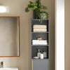 SoBuy BZR130-HG Meuble Colonne de Salle de Bain, Armoire Toilette Haute, Placard avec étagères réglables, et 3 niches Ouvertes