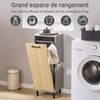 SoBuy BZR132-NG Meuble salle de bain avec panier à linge rabattable Armoire de salle de bain étroite avec pieds en métal & panier à linge amovible – Meuble buanderie en bois, Gris Naturel 31,5x86x30cm