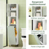 SoBuy BZR137-GR Colonne Salle de Bain étroite avec Sac à Linge Meuble de Salle de Bain Haut avec étagère, Armoire de Rangement Gain de Place pour WC Blanc et Vert 167x31x30cm