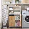 SoBuy BZR143-WN Meuble Bas de Salle de Bain avec Bac à Linge Amovible avec 3 Compartiments et 1 Panier à Linge