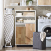 SoBuy BZR143-WN Meuble Bas de Salle de Bain avec Bac à Linge Amovible avec 3 Compartiments et 1 Panier à Linge