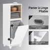 SoBuy BZR146-W Meuble Bas de Salle de Bain, Armoire de Rangement Salle de Bain, Meuble Demi-Colonne sur Pied, Placard WC Étroit avec 1 Panier à Linge, Blanc, 35x30x105cm