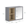 SoBuy BZR149-DG Armoire Murale avec Miroir , Placard de Rangement Suspendu, Meuble Haut Salle de Bain avec Porte et 2 Compartiments Ouverts