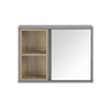 SoBuy BZR149-DG Armoire Murale avec Miroir , Placard de Rangement Suspendu, Meuble Haut Salle de Bain avec Porte et 2 Compartiments Ouverts