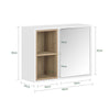 SoBuy BZR149-W Armoire Murale avec Miroir , Placard de Rangement Suspendu, Meuble Haut Salle de Bain avec Porte et 2 Compartiments Ouverts