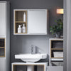 SoBuy BZR149-W Armoire Murale avec Miroir , Placard de Rangement Suspendu, Meuble Haut Salle de Bain avec Porte et 2 Compartiments Ouverts