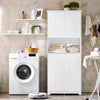 SoBuy BZR150-W Meuble Salle de Bain avec Panier à Linge Colonne Rangement 170 cm avec 2 Portes, Étagère Ouverte et Paniers Amovibles – Meuble de Rangement Compact pour Linge Sale, Blanc