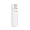SoBuy BZR151-W Meuble de Salle de Bain pour Espaces Étroits - Armoire Meuble de Rangement Compact avec Étagère Réglable et Tiroir, pour Salle de Bain - Meuble Toilette en Bois, Blanc, 20x20x96 cm