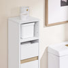 SoBuy BZR151-W Meuble de Salle de Bain pour Espaces Étroits - Armoire Meuble de Rangement Compact avec Étagère Réglable et Tiroir, pour Salle de Bain - Meuble Toilette en Bois, Blanc, 20x20x96 cm