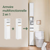 SoBuy BZR151-W Meuble de Salle de Bain pour Espaces Étroits - Armoire Meuble de Rangement Compact avec Étagère Réglable et Tiroir, pour Salle de Bain - Meuble Toilette en Bois, Blanc, 20x20x96 cm