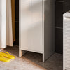 SoBuy BZR154-W Armoire à Linge Meuble Bas de Salle de Bain Corbeille à Linge Meuble de Rangement avec 1 Panier à Linge Amovible