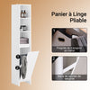 SoBuy BZR158-W Meuble Salle de Bain avec Panier à Linge Colonne Salle de Bbain Armoire Haute Étroite en MDF Blanc avec Étagères Réglables, Rangement Ouvert Parfait pour Petit Espace 30x170x30 cm