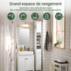 SoBuy BZR160-W Colonne Salle de Bain 20x180x20 cm, Petit Meuble Rangement WC, Meuble Salle de Bain avec Portes, Tiroir, Étagères, Armoire Haute Gain de Place