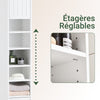 SoBuy BZR160-W Colonne Salle de Bain 20x180x20 cm, Petit Meuble Rangement WC, Meuble Salle de Bain avec Portes, Tiroir, Étagères, Armoire Haute Gain de Place
