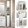 SoBuy BZR160-W Colonne Salle de Bain 20x180x20 cm, Petit Meuble Rangement WC, Meuble Salle de Bain avec Portes, Tiroir, Étagères, Armoire Haute Gain de Place
