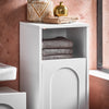 SoBuy BZR161-W Meuble Salle de Bain avec Panier à Linge Armoire de Salle de Bain avec Sac Amovible & Pieds protégés par Silicone Meuble buanderie Compact pour WC invités, Blanc 30x97x30cm