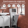 SoBuy BZR161-W Meuble Salle de Bain avec Panier à Linge Armoire de Salle de Bain avec Sac Amovible & Pieds protégés par Silicone Meuble buanderie Compact pour WC invités, Blanc 30x97x30cm