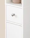 SoBuy BZR167-GW Meuble Colonne Salle de Bain, Armoire de Rangement Placard de Rangement Étroite, 1 Tiroir, 2 Portes et 5 Compartiments Ouverts, Étagères Réglables, Blanc Brillant, 20x20x180 cm