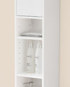 SoBuy BZR167-GW Meuble Colonne Salle de Bain, Armoire de Rangement Placard de Rangement Étroite, 1 Tiroir, 2 Portes et 5 Compartiments Ouverts, Étagères Réglables, Blanc Brillant, 20x20x180 cm