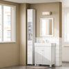 SoBuy BZR167-GW Meuble Colonne Salle de Bain, Armoire de Rangement Placard de Rangement Étroite, 1 Tiroir, 2 Portes et 5 Compartiments Ouverts, Étagères Réglables, Blanc Brillant, 20x20x180 cm