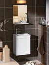 SoBuy BZR170-SET Meuble Suspendu pour Lavabo avec Miroir Meuble sous Vasque avec Miroir Ensemble de Lavabo en céramique