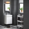 SoBuy BZR170-W Meuble Suspendu pour Lavabo Armoire de Salle de Bain avec Lavabo ,avec Vasque Ensemble de Lavabo en céramique
