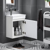 SoBuy BZR170-W Meuble Suspendu pour Lavabo Armoire de Salle de Bain avec Lavabo ,avec Vasque Ensemble de Lavabo en céramique
