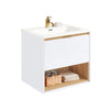 SoBuy BZR171-N Meuble Suspendu pour Lavabo Armoire avec Vasque Ensemble de Lavabo en céramique, 1 Tiroir et 1 Compartiment