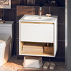 SoBuy BZR171-N Meuble Suspendu pour Lavabo Armoire avec Vasque Ensemble de Lavabo en céramique, 1 Tiroir et 1 Compartiment