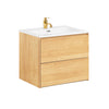 SoBuy BZR174-N Meuble Suspendu pour Lavabo Armoire de Salle de Bain avec Vasque Ensemble de Lavabo en céramique, 2 Tiroirs