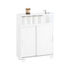 SoBuy BZR176-W Armoire Toilettes WC Support Papier Toilette, Armoire de Salle de Bain sur Roulettes, 2 Compartiments Ouverts
