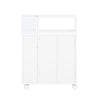 SoBuy BZR176-W Armoire Toilettes WC Support Papier Toilette, Armoire de Salle de Bain sur Roulettes, 2 Compartiments Ouverts