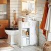 SoBuy BZR176-W Armoire Toilettes WC Support Papier Toilette, Armoire de Salle de Bain sur Roulettes, 2 Compartiments Ouverts