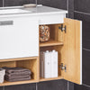 SoBuy BZR178-WN Meuble Suspendu pour Lavabo Armoire de Salle de Bain Vasque Ensemble de Lavabo en céramique, 1 Tiroir et 1 Porte
