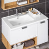 SoBuy BZR178-WN Meuble Suspendu pour Lavabo Armoire de Salle de Bain Vasque Ensemble de Lavabo en céramique, 1 Tiroir et 1 Porte