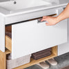 SoBuy BZR178-WN Meuble Suspendu pour Lavabo Armoire de Salle de Bain avec Lavabo Meuble Salle de Bain avec Vasque Ensemble de Lavabo en céramique, 1 Tiroir et 1 Porte, Blanc-Nature, 80x46x54cm