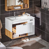 SoBuy BZR178-WN Meuble Suspendu pour Lavabo Armoire de Salle de Bain Vasque Ensemble de Lavabo en céramique, 1 Tiroir et 1 Porte
