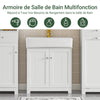 SoBuy BZR18-W Meuble sous lavabo Salle de Bain –Meuble sous Vasque avec Portes et étagère réglable – Meuble de Rangement de Salle de Bain Compact en MDF, Blanc, 60x60x29cm