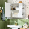 SoBuy BZR184-W Armoire Murale avec Miroir, Placard de Rangement Suspendu avec Miroir Salle de Bain