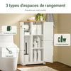SoBuy BZR189-W Meuble de Rangement Salle de Bain Armoire Porte-Papier Toilette Porte Brosse WC avec 1 Porte
