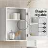 SoBuy BZR19-W Meuble Haut Salle de Bain – Armoire de Salle de Bain Suspendue avec Porte et Étagères Réglables, Etagere Murale en Bois pour Cuisine, Entrée – Armoire à Pharmacie, Blanc, 40x52x23cm