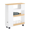 SoBuy BZR190-WN Support Papier Toilette Armoire Porte-Papier Toilette Porte Brosse WC Meuble de Salle de Bain sur roulettes