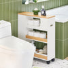 SoBuy BZR190-WN Support Papier Toilette Armoire Porte-Papier Toilette Porte Brosse WC Meuble de Salle de Bain sur roulettes