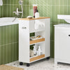 SoBuy BZR190-WN Support Papier Toilette Armoire Porte-Papier Toilette Porte Brosse WC Meuble de Salle de Bain sur roulettes