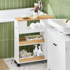 SoBuy BZR190-WN Support Papier Toilette Armoire Porte-Papier Toilette Porte Brosse WC Meuble de Salle de Bain sur roulettes