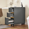 SoBuy BZR191-DG Meuble de Rangement Salle de Bain Étroit sur roulettes, Support Papier Toilette avec roulettes, Armoire Toilettes WC Compact, 3 Tiroirs